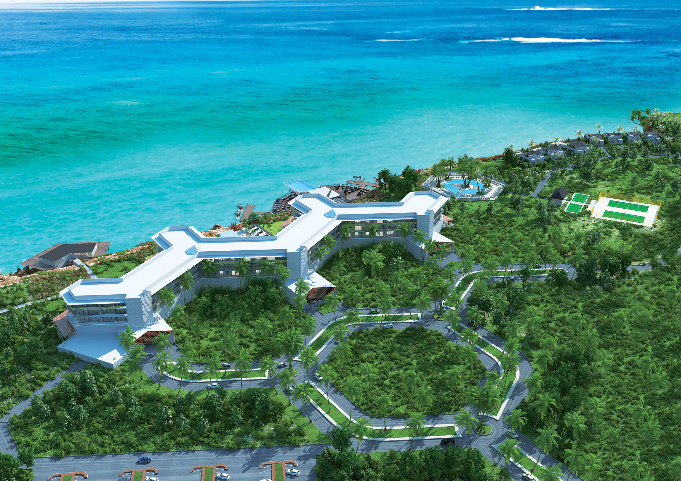 aerial view of the pole pole hotel resort facing the Indian Ocean in Mombasa, Kenya