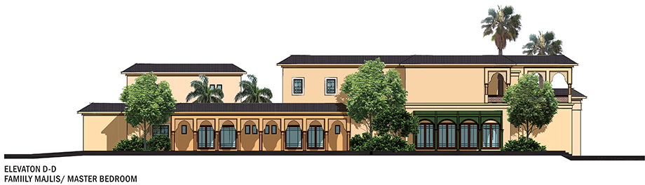 Side elevation of the Saleck Family Residence designed by RTAE, Dubai