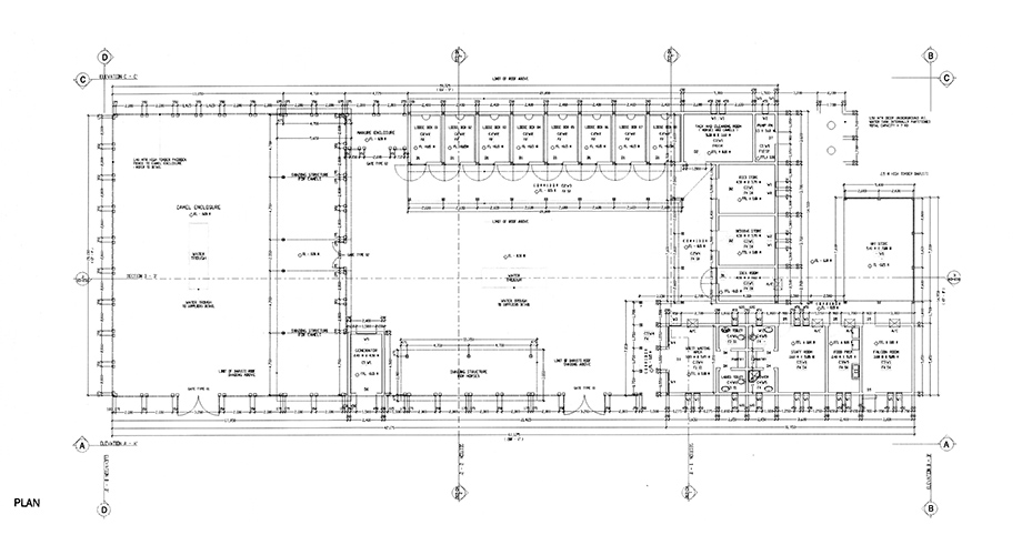 Floor plan of the horse stables and camel enclosure at the Al Maha Resort & Spa designed by RTAE, Dubai