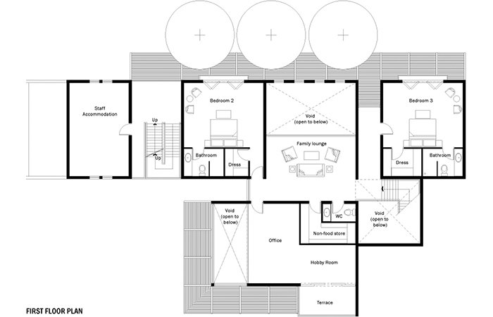 First floor plan of the Samina Ahmed Villa in Emirates Hills by RTAE