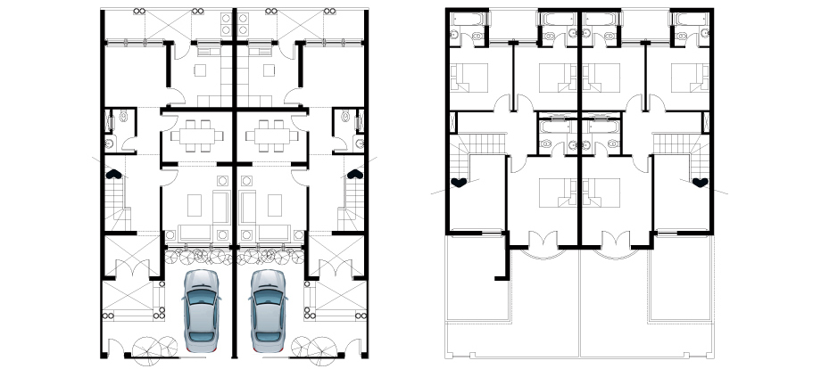 Ground and First Floor Plan of the Sialkot Villas designed by RTAE, Dubai