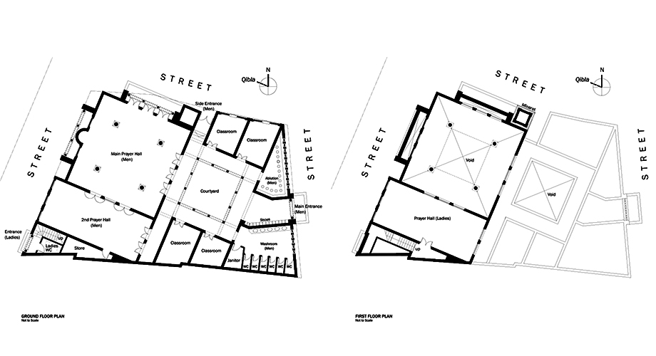 Floor Plans of the Community and mosque in Jhelum, Pakistan by RTAE