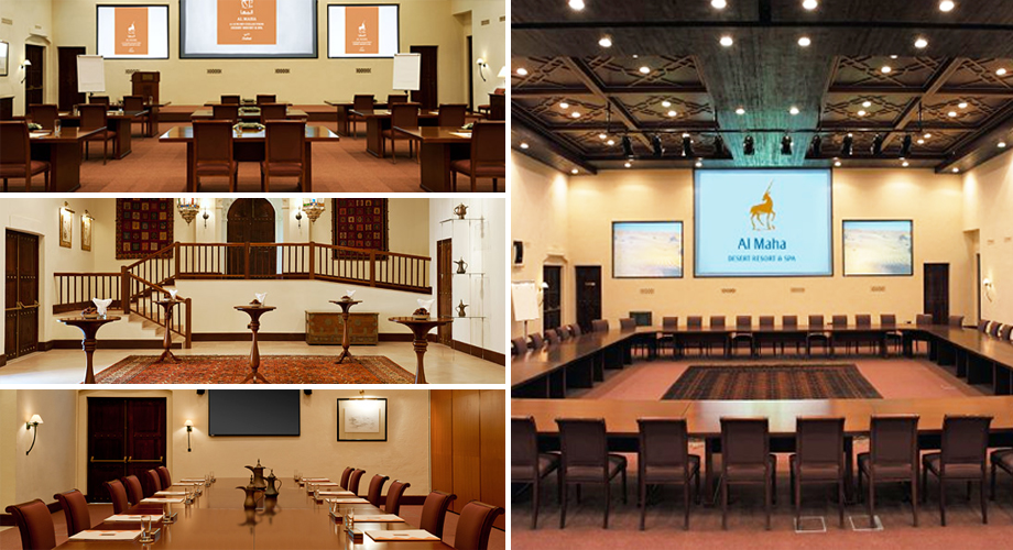 Internal photos of the Al Majlis Conference Centre at the Al Maha Desert Resort designed by RTAE, Dubai