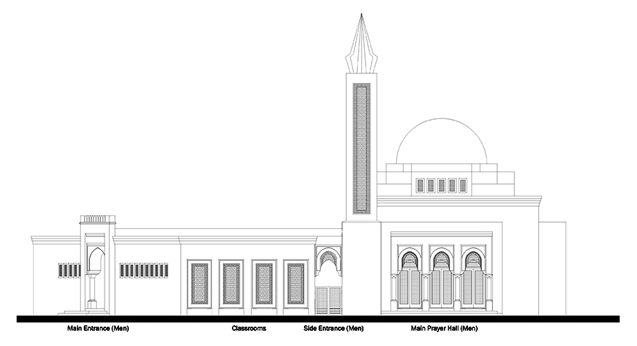 Elevation of the Community and mosque in Jhelum, Pakistan by RTAE