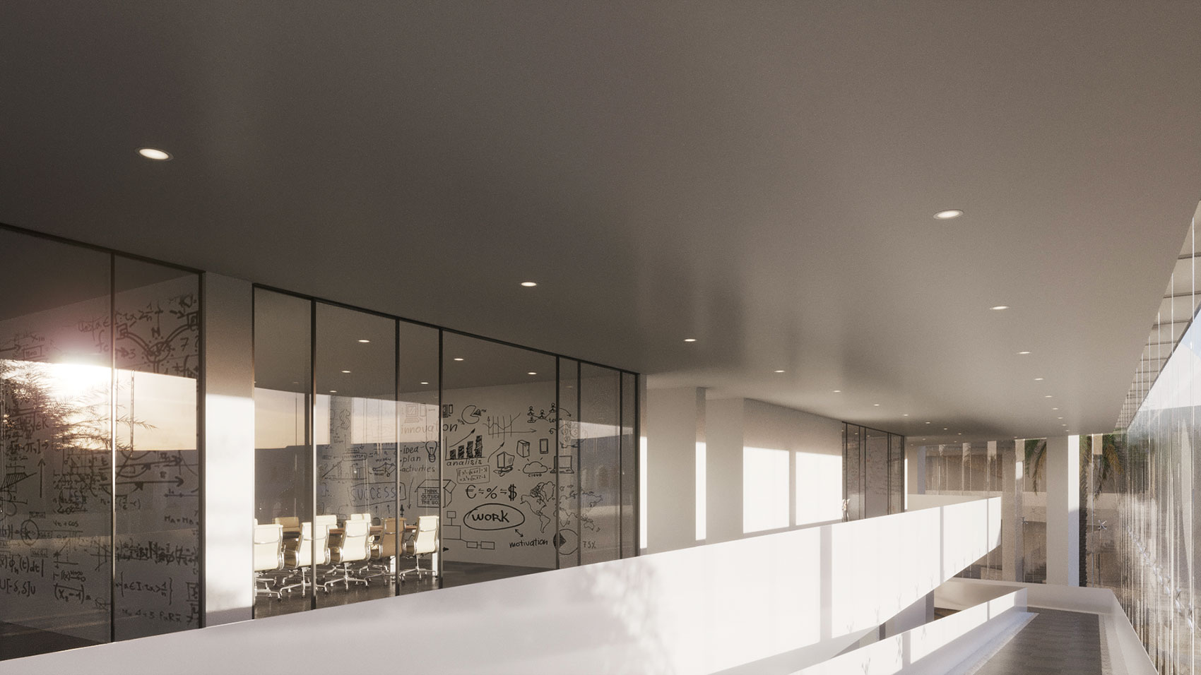 Interior design of the Meeting and Training Rooms on the first floor in the new Tashkeel Art Gallery designed by RTAE, Dubai