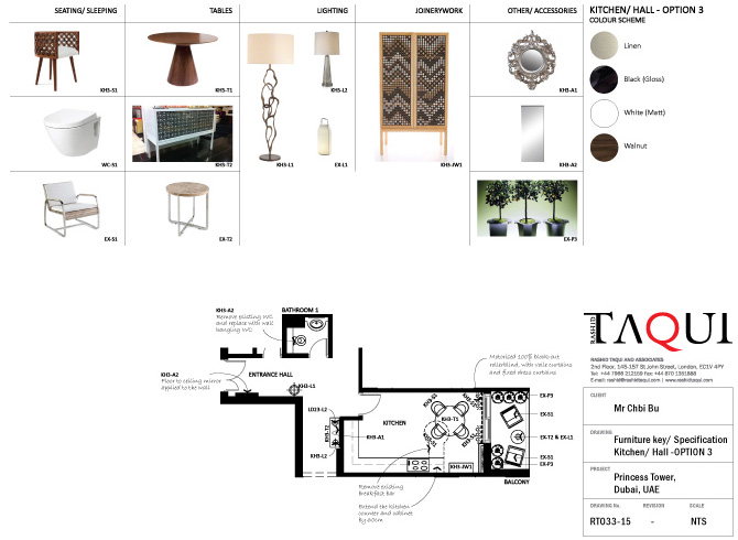 Entrance Hall / Breakfast Kitchen interior design of Apartment 1 in the Princess Tower, Dubai Marina by RTAE, Dubai