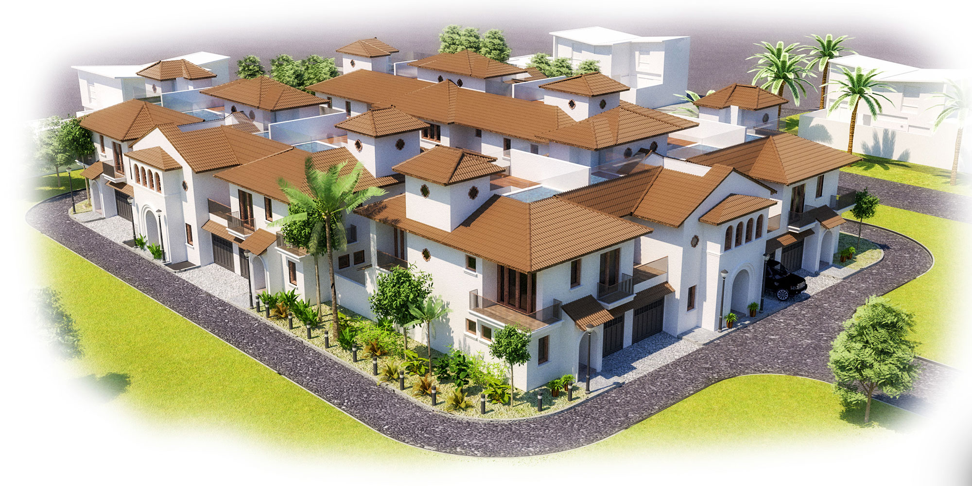 Bird's eye view of the La Casa Blanca Residence in Umm Al Quwain by RTAE