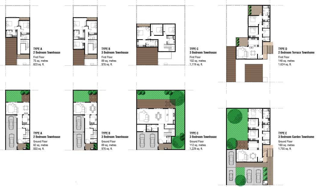 Apartment and Villa types in the Shalimar Gardens development by RTAE